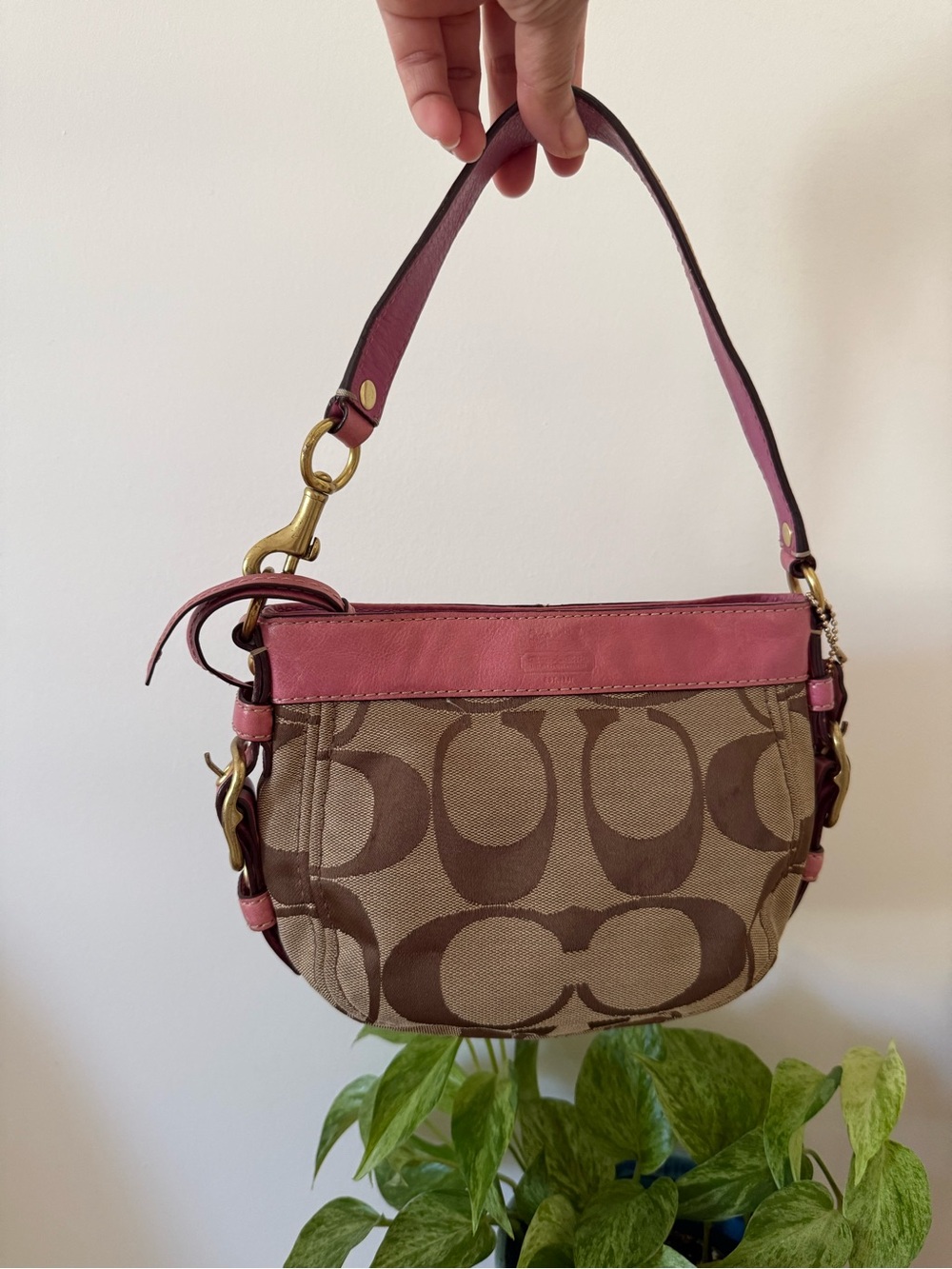 Coach Mini Shoulder Bag in Brown & Pink